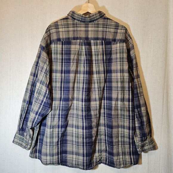 Roundtree And Yorke Casuals Flannel Outdoors Tan Blue Green Mens Big 3XB - Picture 9 of 11